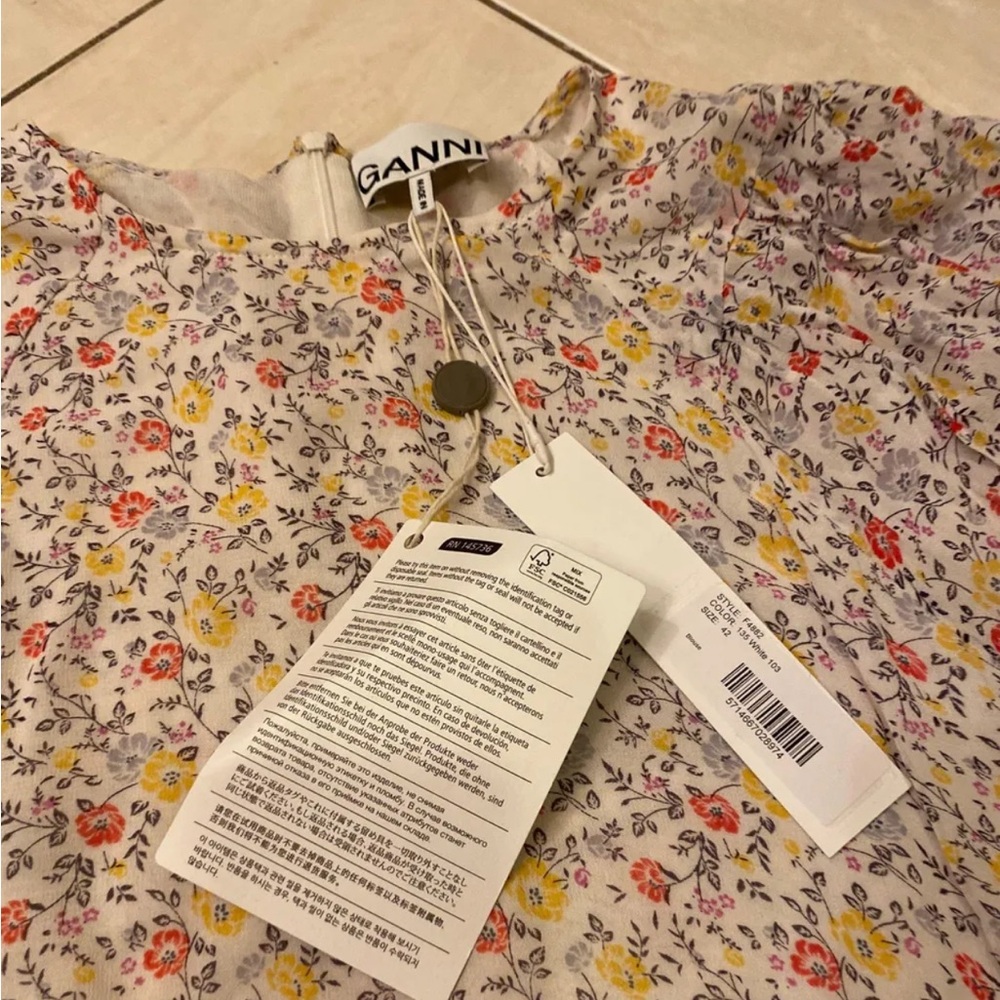 Ganni floral blouse size large - Picture 4 of 5